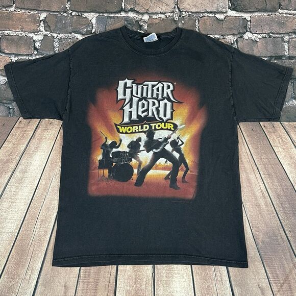 Vintage 2008 Guitar Hero World Tour Video Game Promo T-Shirt Size Large L - Picture 1 of 6